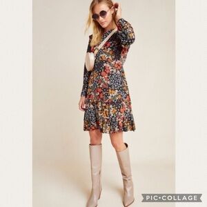 Anthropologie Kachel Adrienne Ruffled Mini Dress